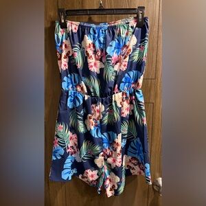 SHEIN Tropical Print Strapless Jumpsuit